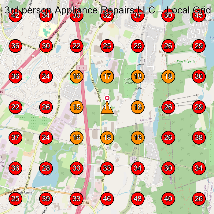 3rd person Appliance Repairs LLC GeoGrid visibility map for Clothing Store in Middletown